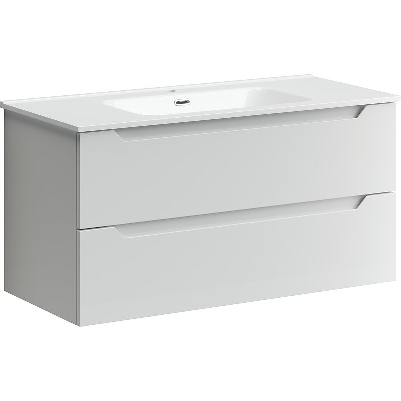 Тумба под раковину подвесная Sancos Norma 2.0 100 белая глянцевая NR2.0100W - 0