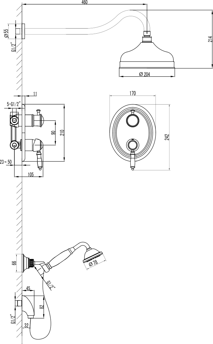 Душевой комплект Lemark Villa LM4829C , хром - 1