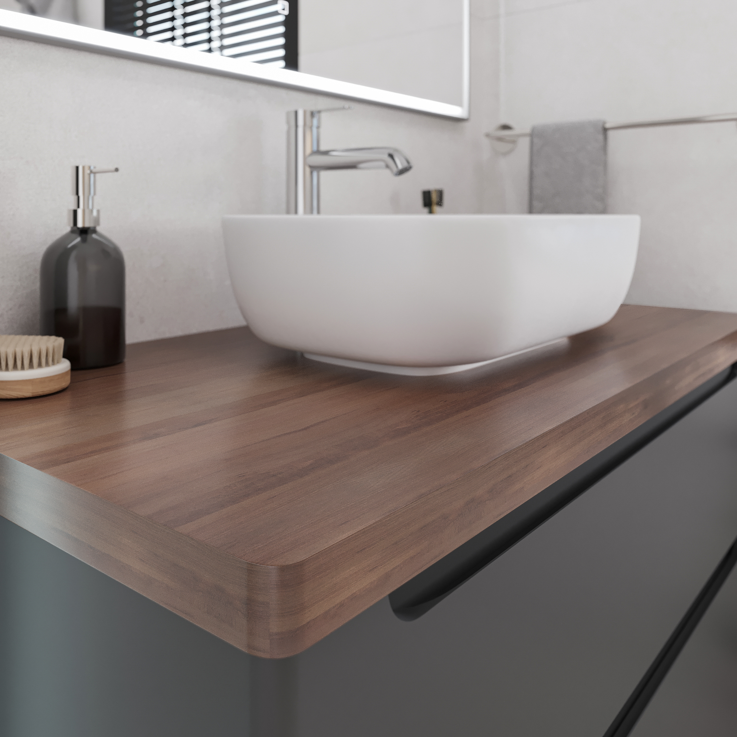 Тумба с раковиной STWORKI Берген 100 серая с темной столешницей, Moduo 50 Square 549582 - 5