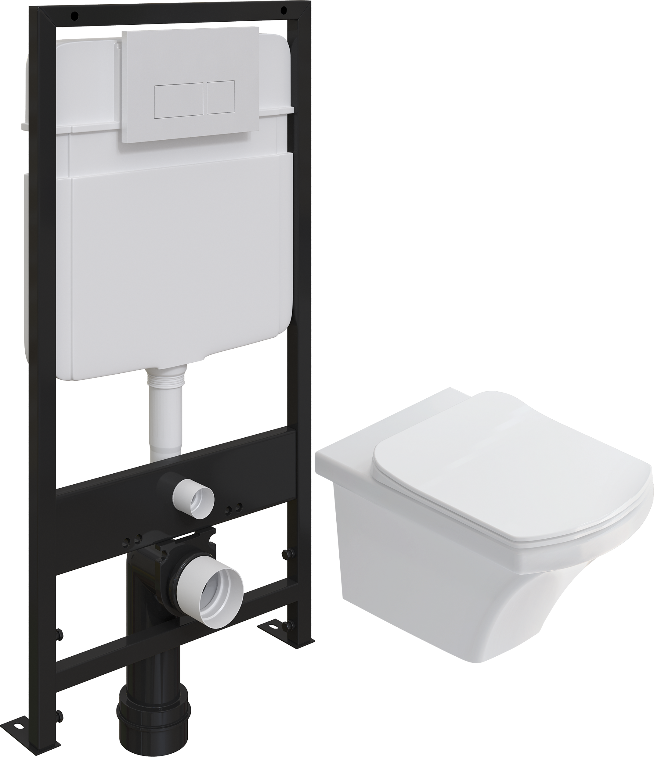 Комплект Унитаз подвесной STWORKI Хальмстад SETK2804-0606-001-1-6000 с микролифтом + Система инсталляции для унитазов EWRIKA ProLT 0026-2020 с белой кнопкой смыва 0042 560217 - 0