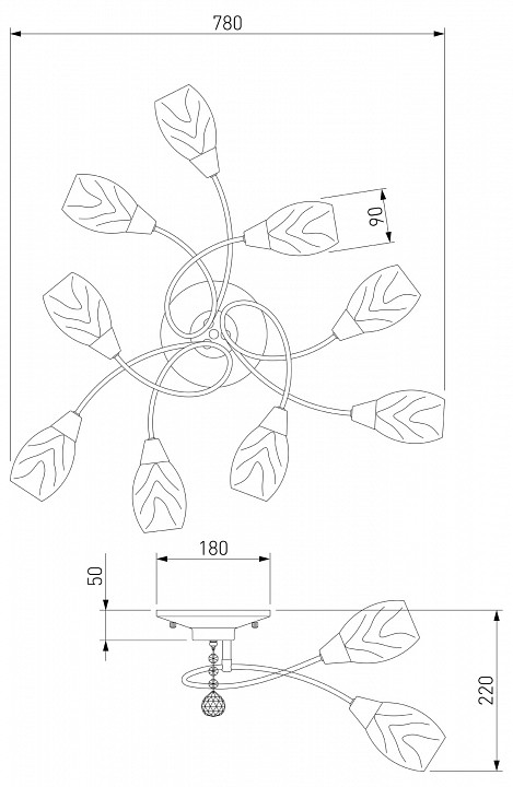 Потолочная люстра Eurosvet Virginia 2275/9 античная бронза - 1
