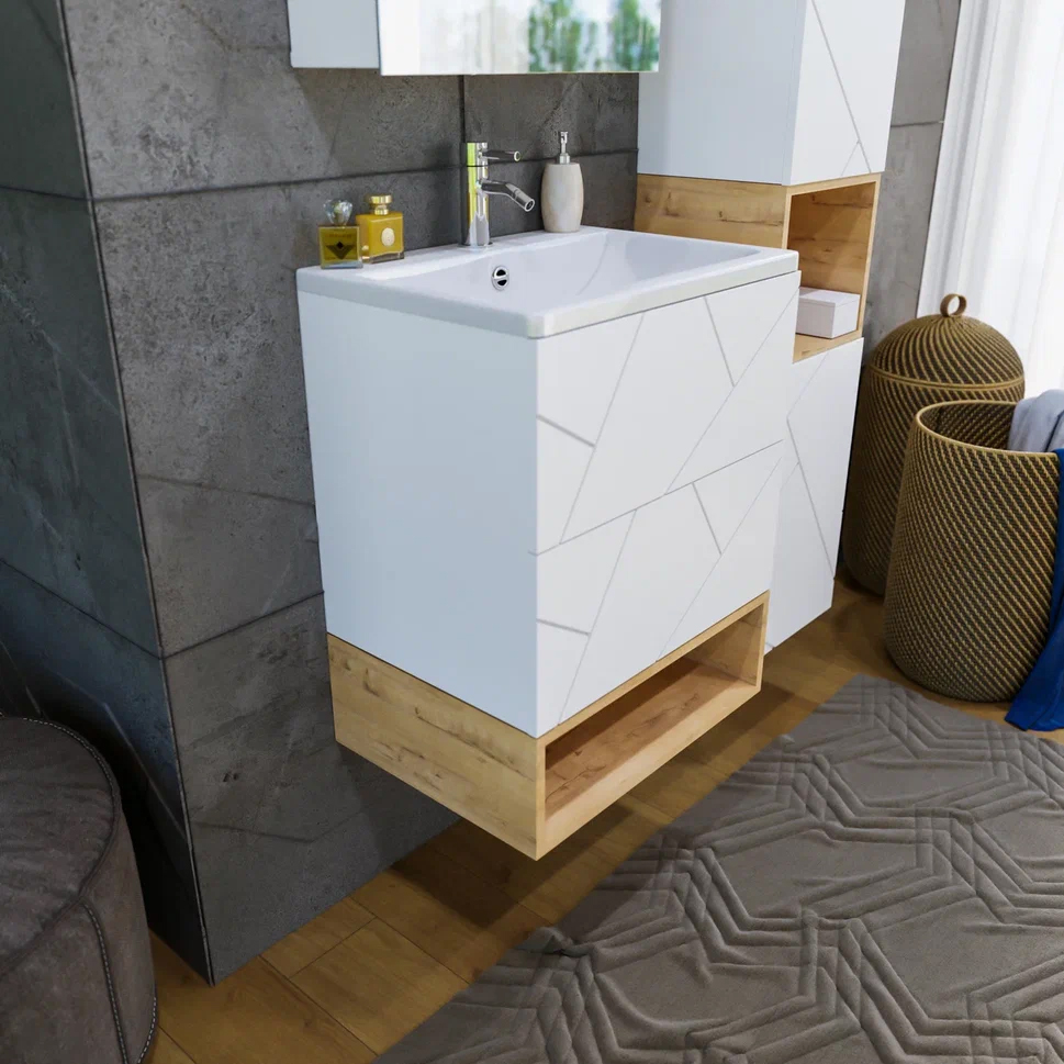 Тумба для комплекта Бриклаер Кристалл 60 белая матовая 4627125415944 - 5