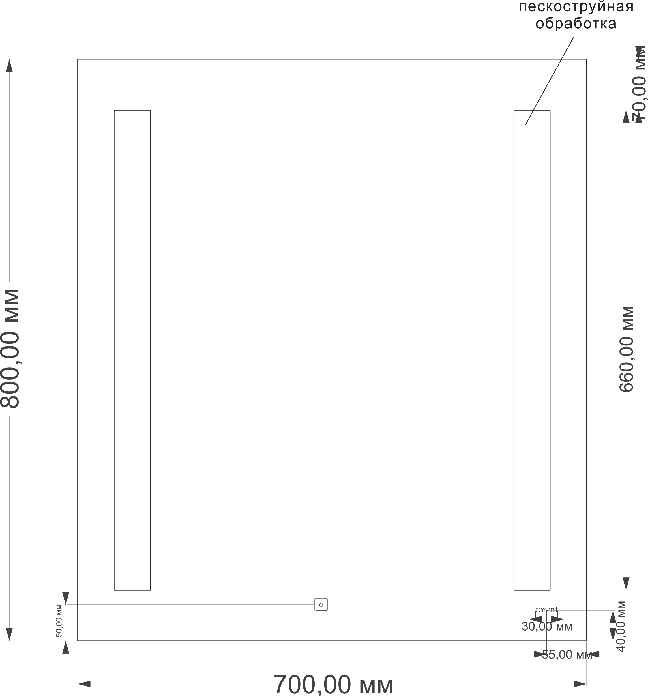 Зеркало Cersanit LED 020 base 70, с подсветкой KN-LU-LED020*70-b-Os - 5