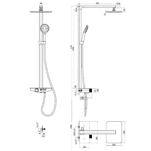 Душевая стойка Black&White Universell черная матовая 7785GM - 4