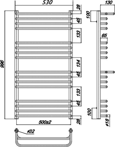 Полотенцесушитель водяной Ravak Optima 500 x 1000 X04000083686 - 3