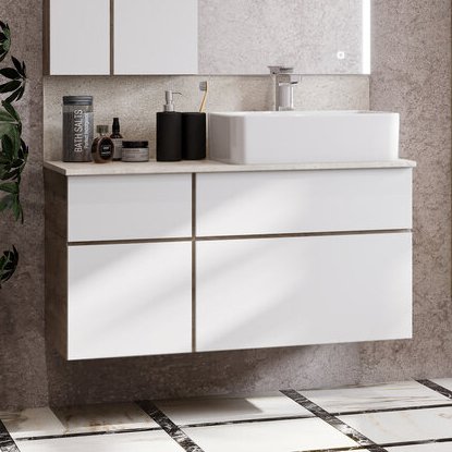 Тумба с раковиной Mila 50 и столешницей Aquaton Мишель 100 белый-светлое дерево 1A2773K0MIX40 - 2