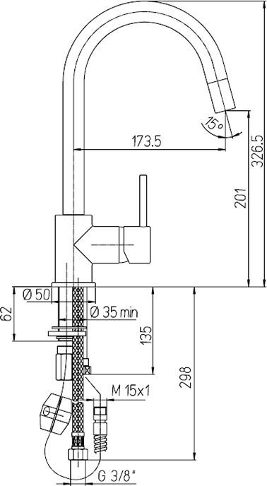Смеситель для кухни Paini Cox 78CR591SAKM - 1