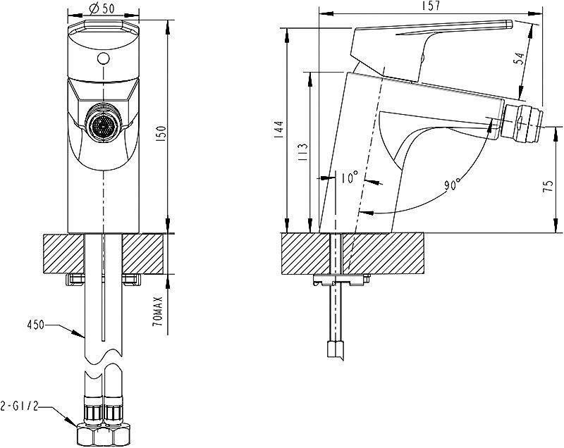Смеситель Bravat Line F35299C-1 для биде - 1