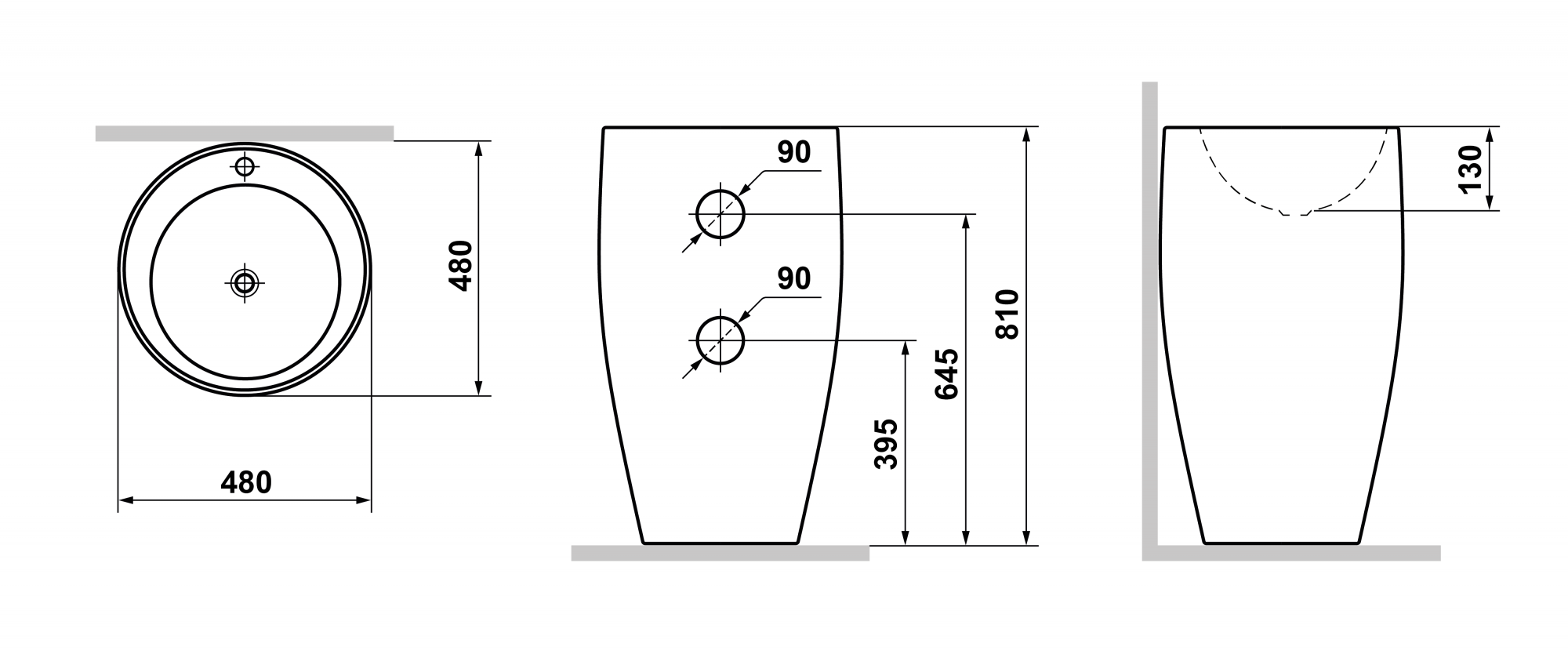 Раковина напольная круглая Laguraty 0001K - 2