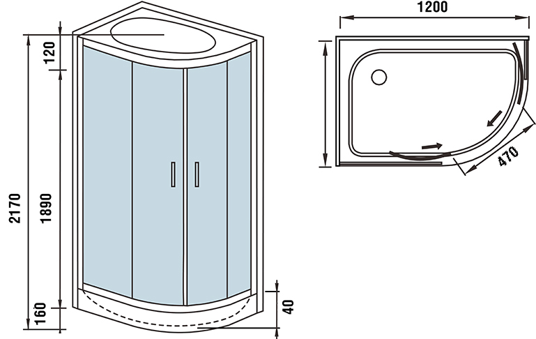 Душевая кабина Weltwasser WW500 WERRA 1202 L 120х90 хром  10000003235 - 10