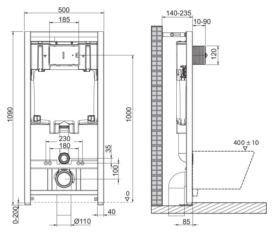 Система инсталляции BelBagno 80 с кнопкой смыва белый BB002-80/BB009-MR-BIANCO - 5