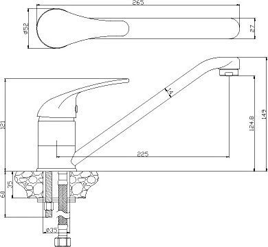 Смеситель для кухонной мойки Rossinka  хром  Y40-21 - 1