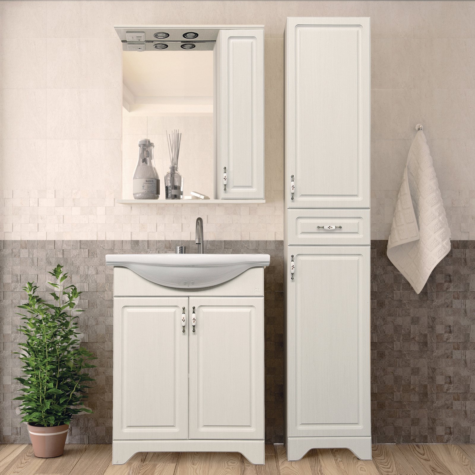 Мебель для ванной Style Line Олеандр-2 65 Люкс, рельеф пастель - 0