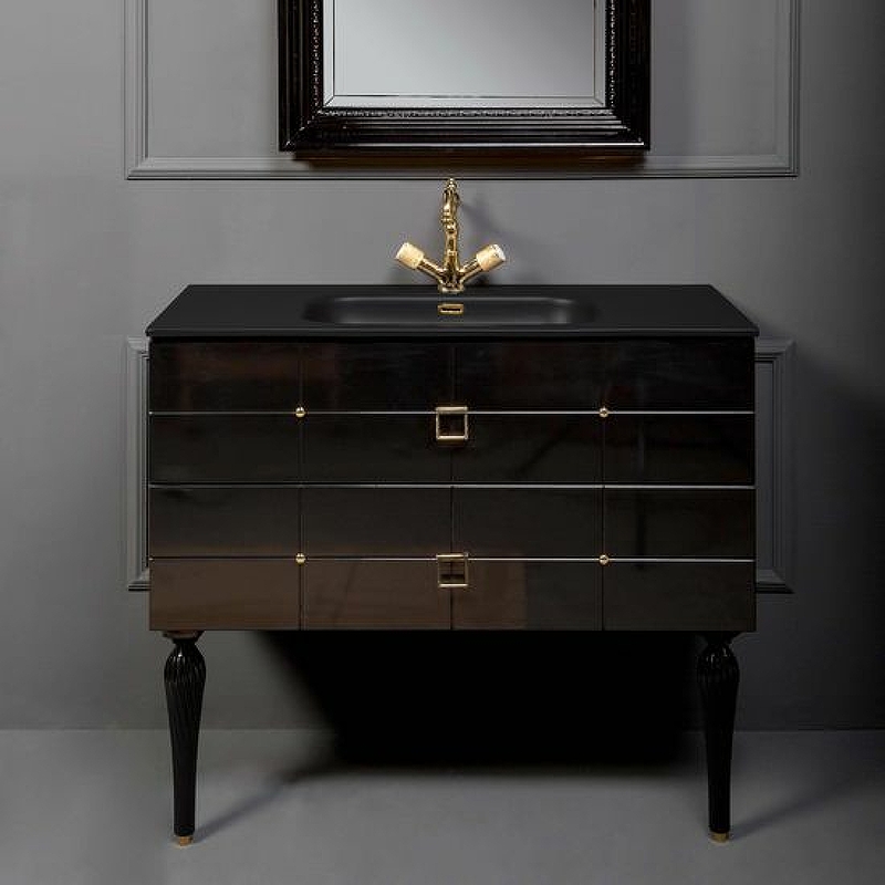 Тумба под раковину Armadi Art Vallessi Avangarde Piazza 80 черный - золото 841-080-BG - 0