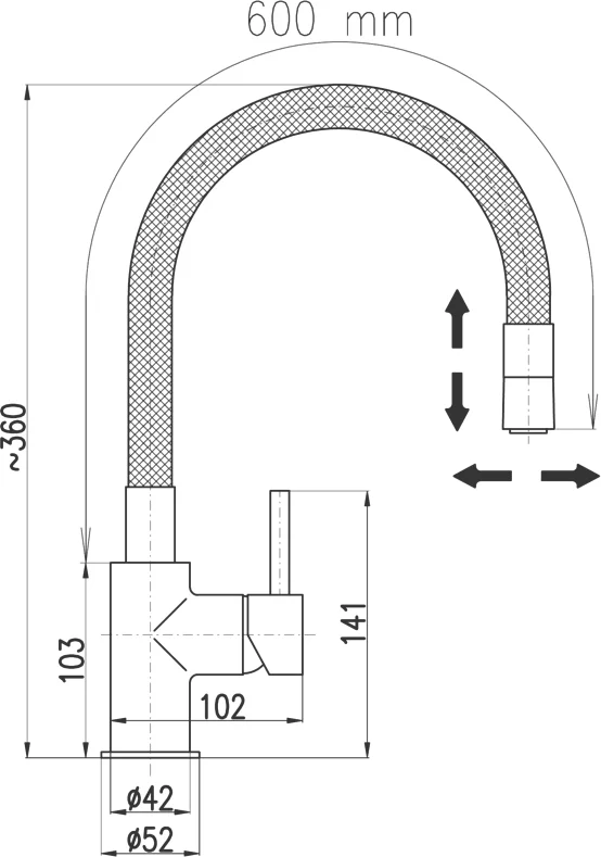 Смеситель для кухни Rav Slezak Seina с гибким изливом черный матовый SE919.5/10CMAT - 4
