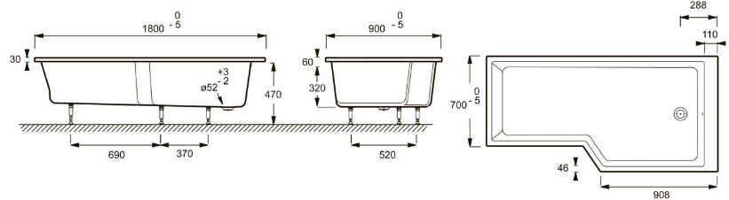 Акриловая ванна Jacob Delafon Bain-Douche Neo  E6D004R-00 - 0