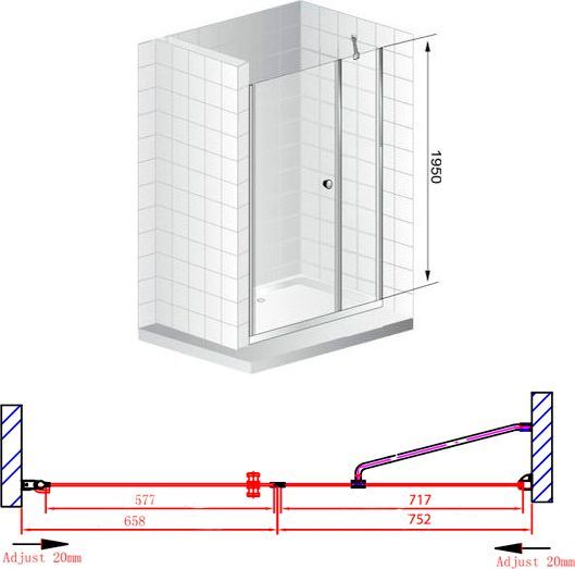 Душевая дверь в нишу Cezares Elena W B11 80/70 C Cr ELENA-W-B-11-80+70-C-Cr - 6