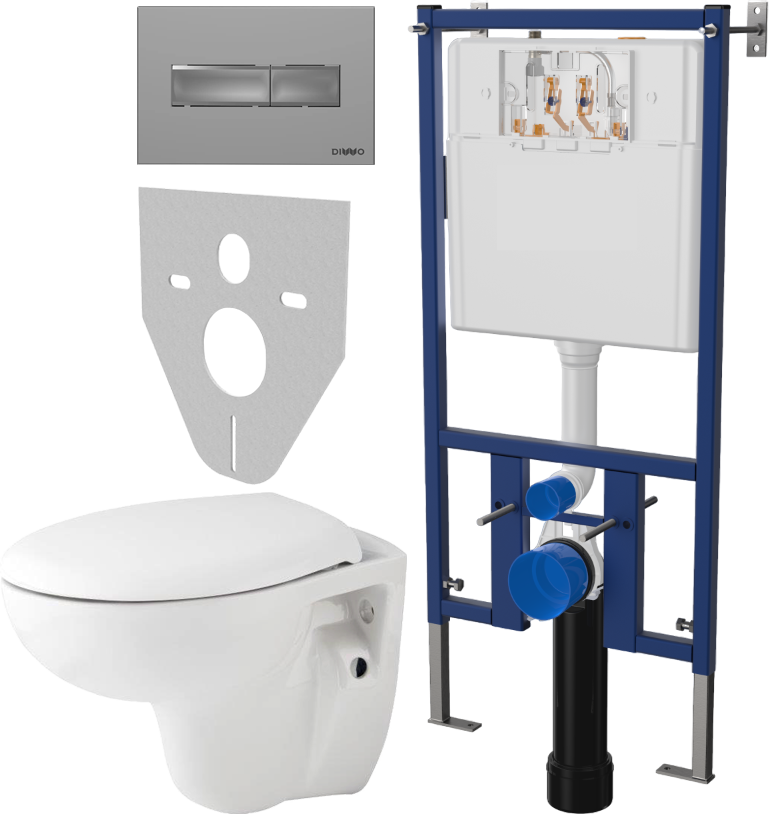 Комплект Унитаз подвесной Seramiksan Natura A051041H + Система инсталляции для унитазов DIWO 4501 + Кнопка смыва DIWO 7321 хром матовый 577733 - 0