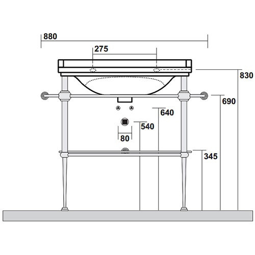 Консоль для раковины Kerasan Waldorf 80 Золото  9197K2 - 2