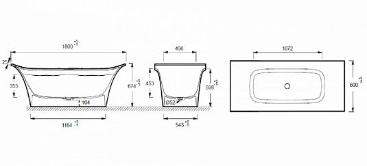 Ванна из искусственного камня 180 x 80 см Jacob Delafon Grands Boulevards E6D156-0 - 6