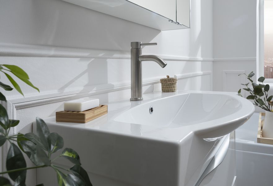 AF210-10S Aquanet Steel, смеситель для умывальника, сталь, сатин (242966) - 2