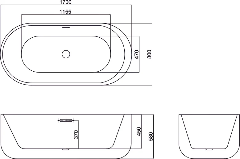 Акриловая ванна Black&White Swan 170х80 черно-белая 109SBBL - 2