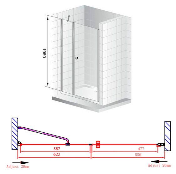 Душевая дверь Cezares Elena 120 хром стекло рифленое ELENA-W-B-11-60+60-P-Cr-R - 8