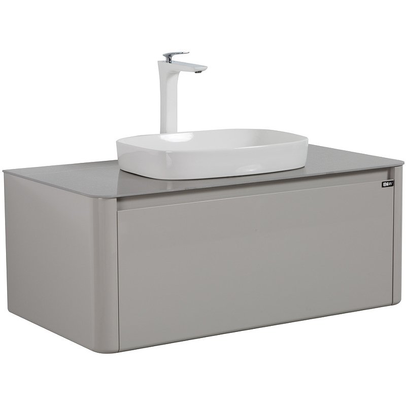 Тумба с раковиной Black&White Universell 100 серая глянцевая 9151000 - 2