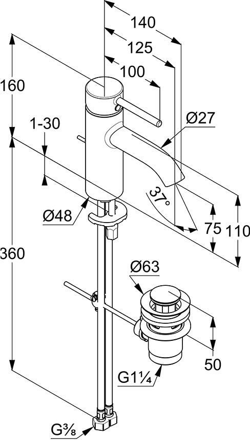 Смеситель Kludi Bozz для раковины 382700576 - 2