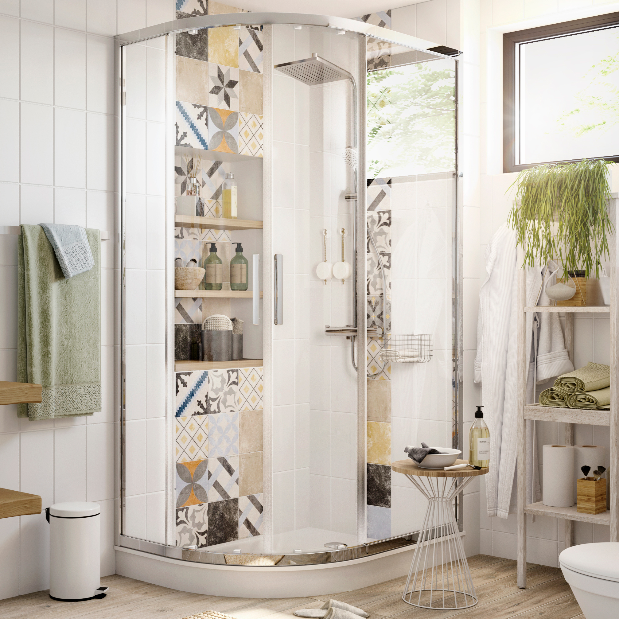 Душевой уголок STWORKI Лунд DE018RBL90110200CH 110x90 см профиль хром глянец 3GW029TTKK000 - 0