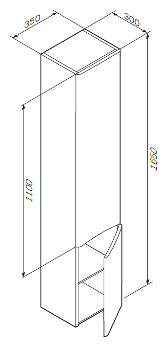 Шкаф-пенал AM.PM Like 35 R подвесной, белый глянец M80CHR0356WG - 4