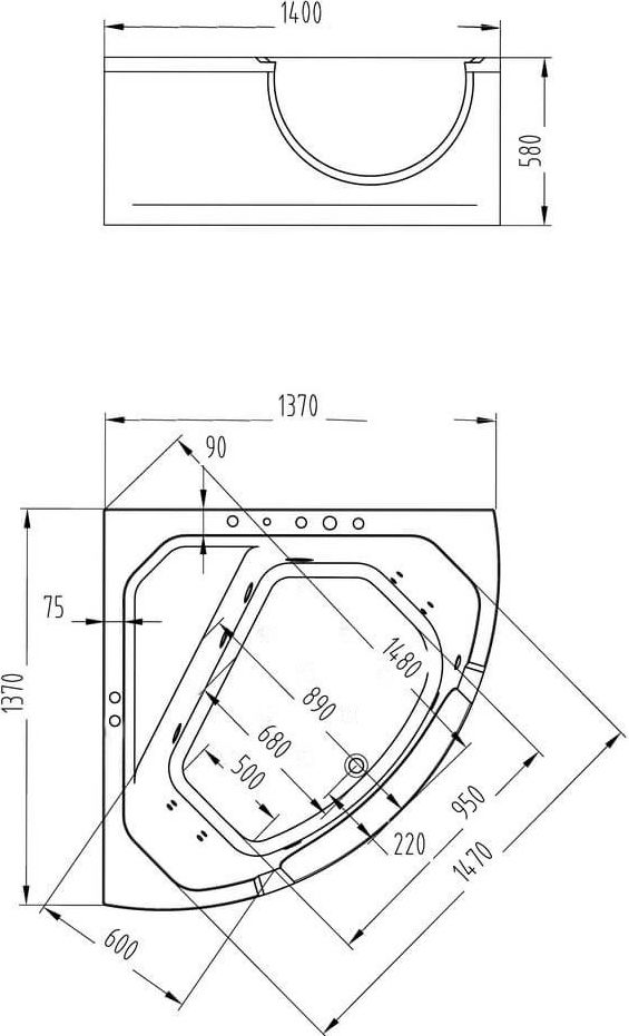 Акриловая ванна Orans BT-62118M 62118M0 - 5