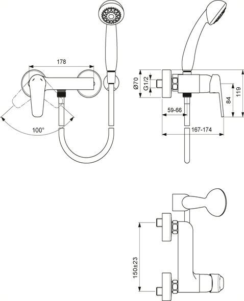 Смеситель для душа Vidima Balance хром  BA266AA - 1