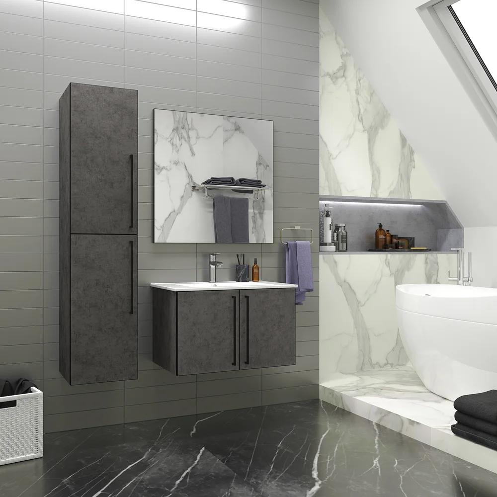 Тумба под раковину Brevita Rock 75 бетон темно-серый  ROCK-06075-50-2 - 3