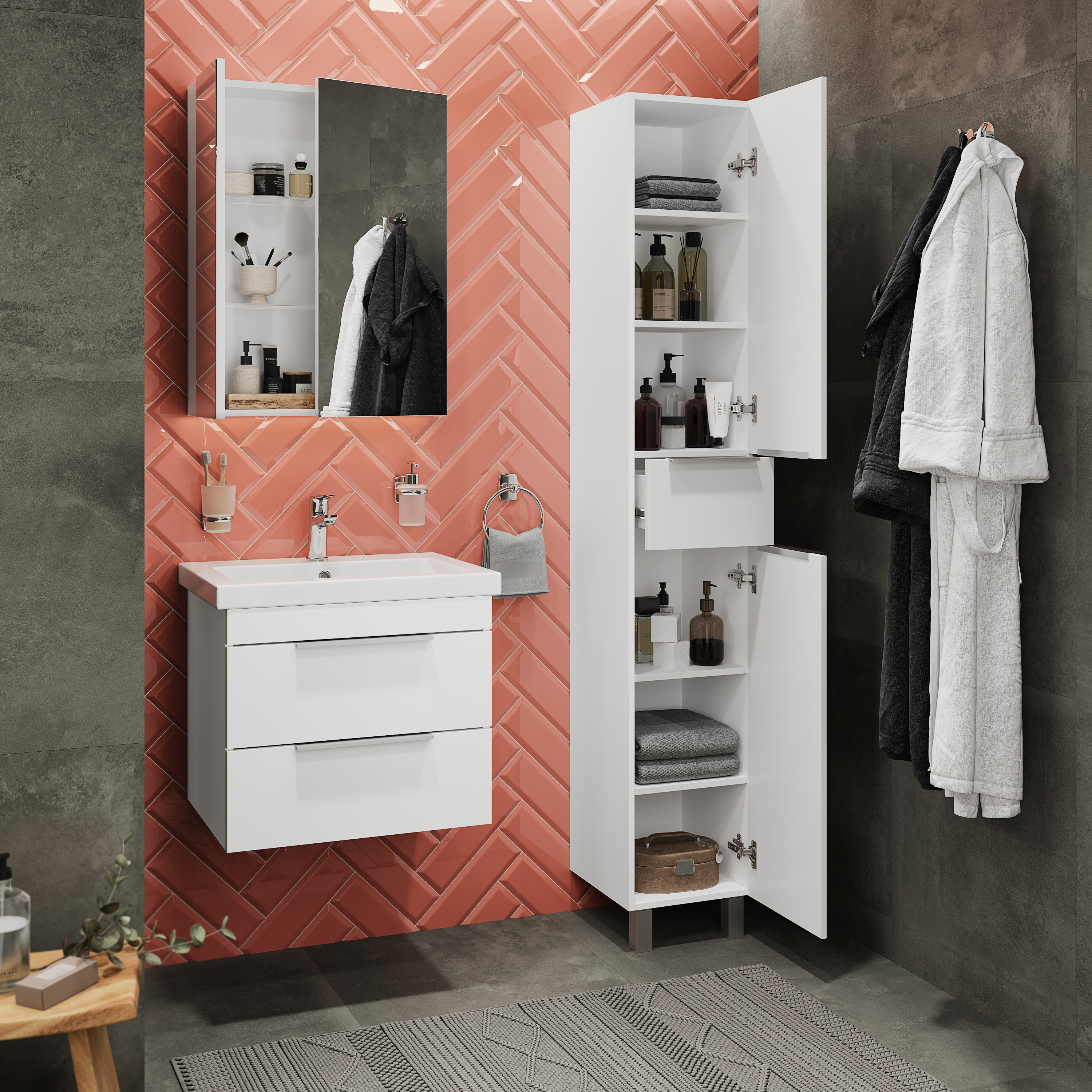 Шкаф-пенал STWORKI Копенгаген 195 R белый С08509 - 2