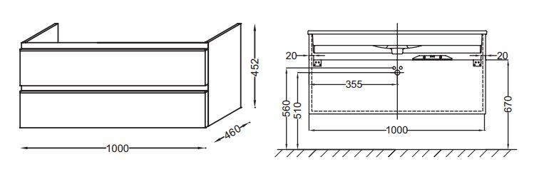 Тумба под раковину Jacob Delafon Vox 100 см  EB2025-RA-G1C - 1