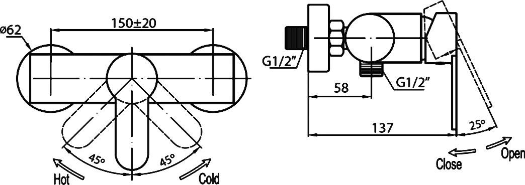 Смеситель Cezares Laconico C D 01 для душа LACONICO-C-D-01 - 1