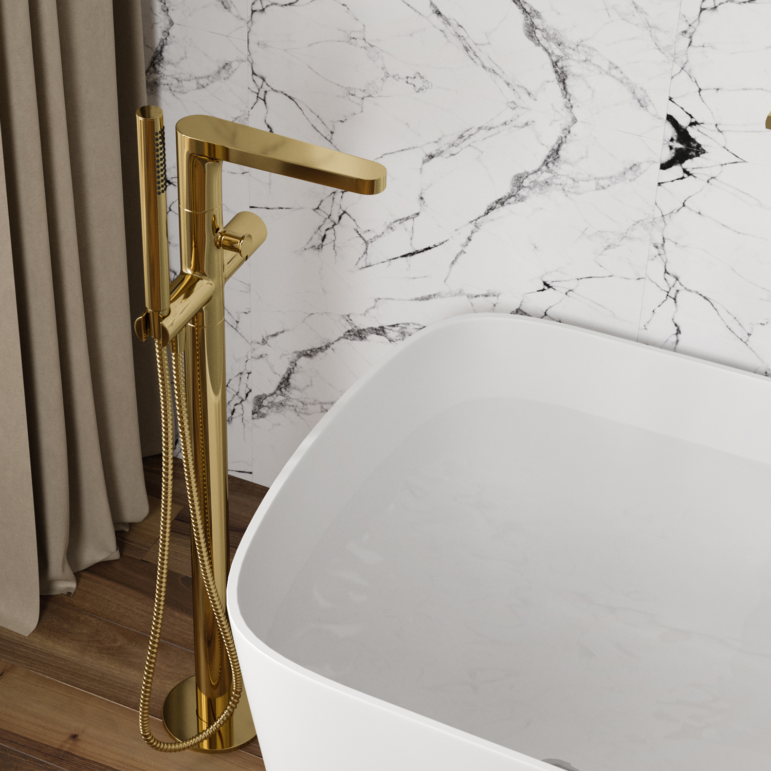 Ems 7621 Смеситель напольный для ванны - 1