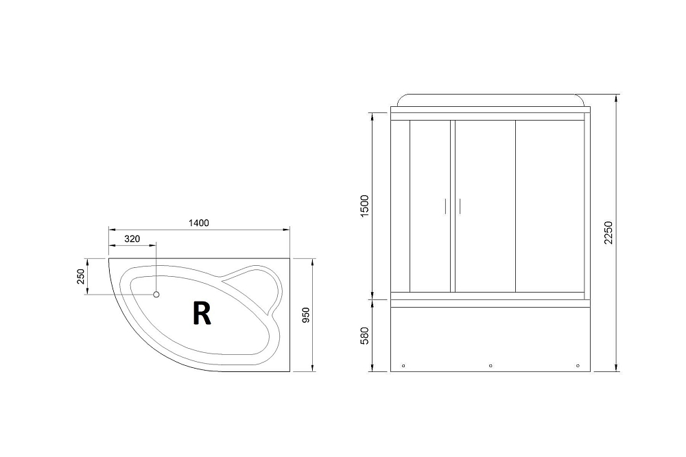 Душевая кабина Royal Bath 140х95 правая белая стекло прозрачное с гидромассажем RB140ALP-T-R - 3