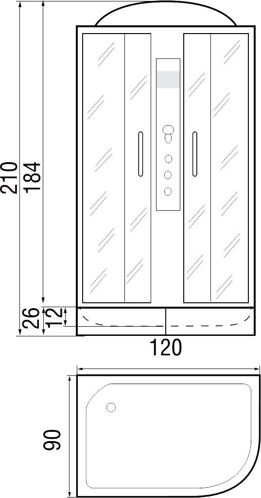 Душевая кабина с поддоном River Desna 120/90/24 MT L  10000002994 - 1