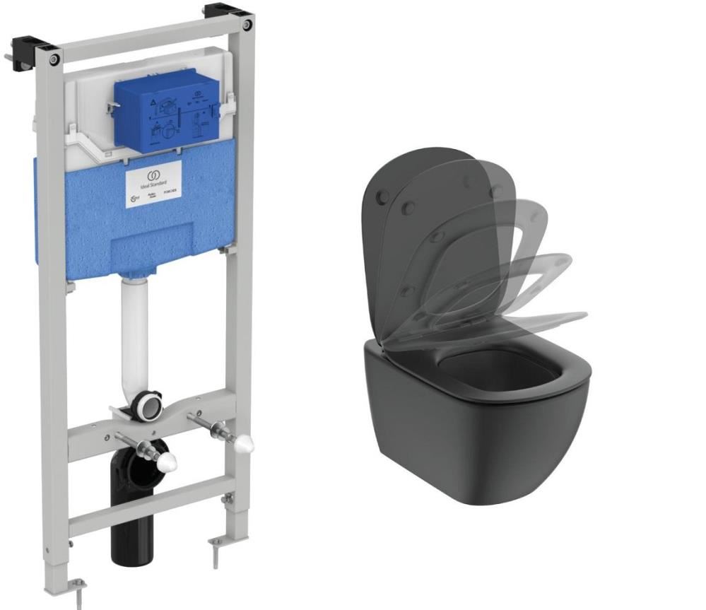 Система инсталляц TESI SILK BL в/к инсталл б/кн+унитаз+сид Ideal Standard T3868V3 - 0