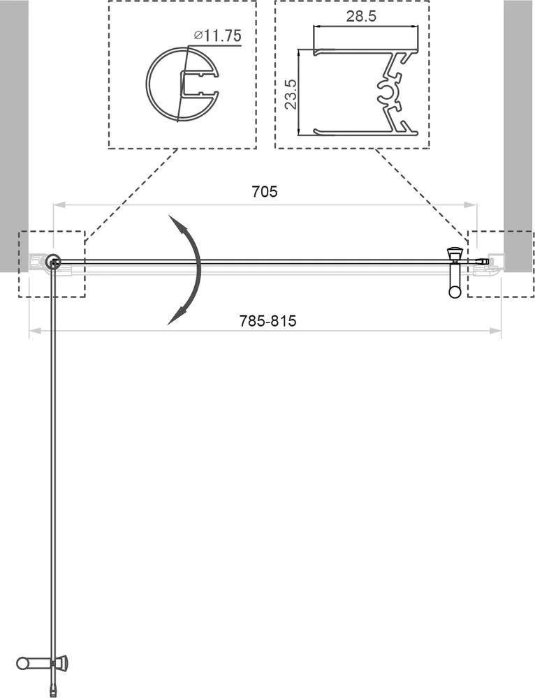 Душевая дверь в нишу BelBagno Uno 80х185 профиль хром стекло рифленое UNO-B-1-80-CH-Cr - 4