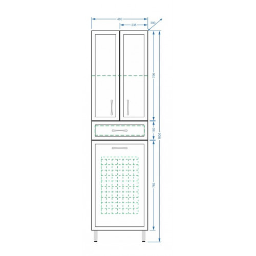 Шкаф-пенал Stella Polar Концепт 48 белый SP-00000538 - 1