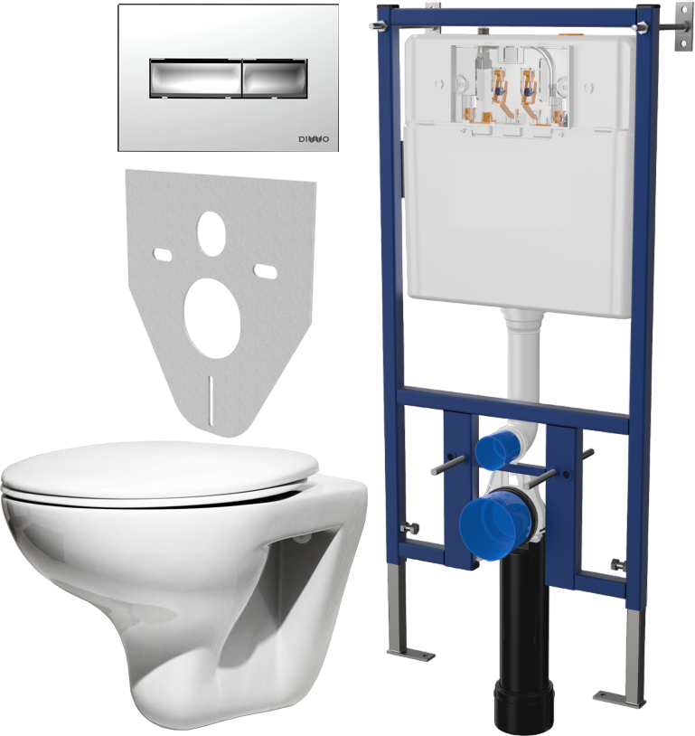 Комплект Унитаз подвесной Roca Mateo 346200000 с микролифтом + Система инсталляции для унитазов DIWO 4501 + Кнопка смыва DIWO 7322 хром 578009 - 0