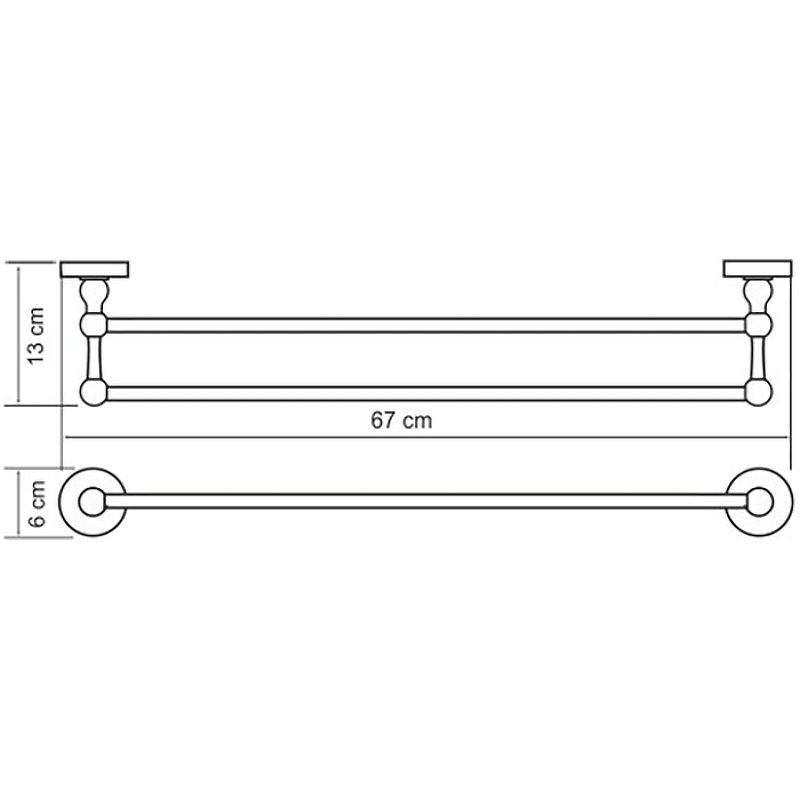 Полотенцедержатель двойной WasserKraft Nau хром K-7740 - 3
