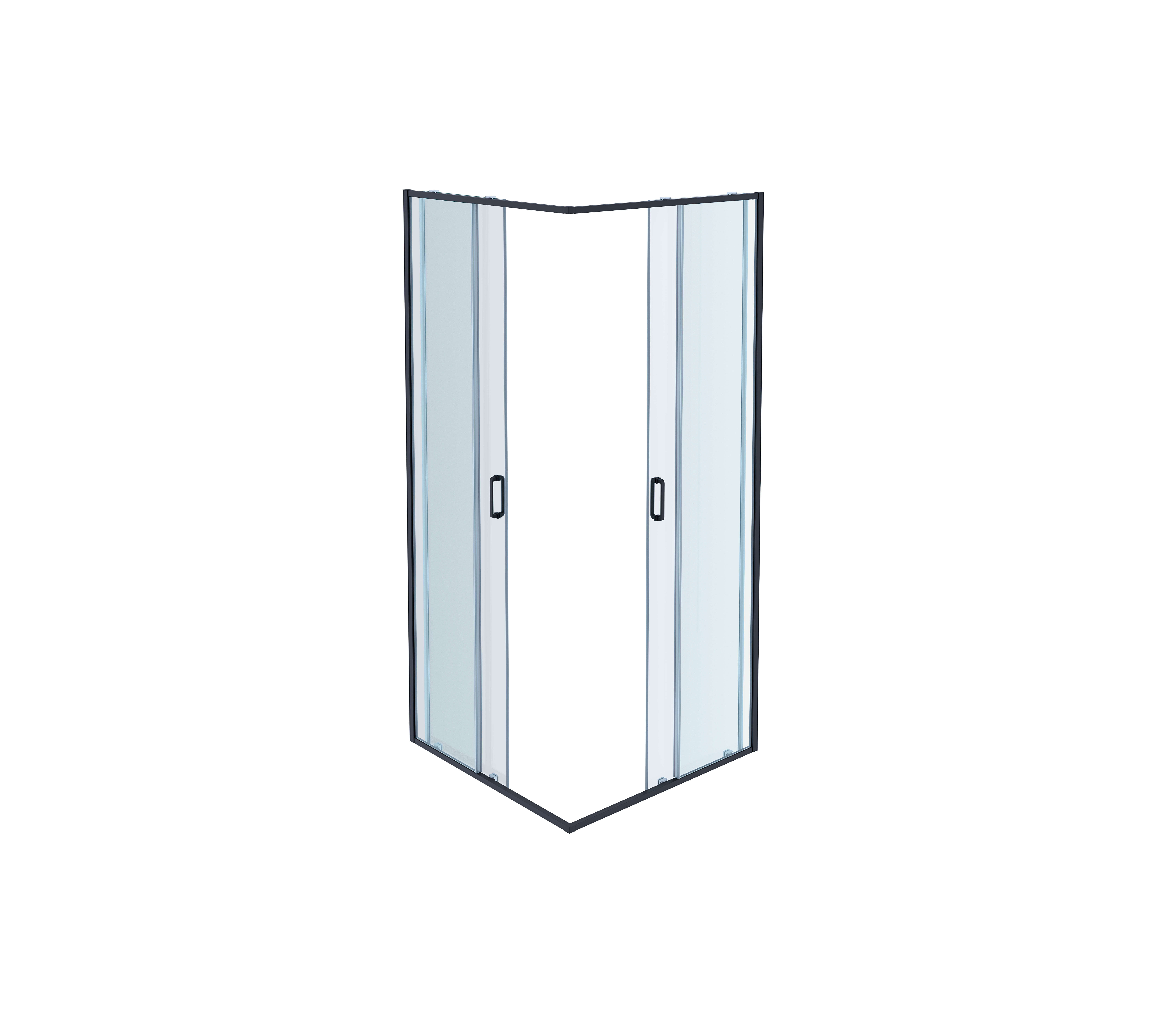 AQ ARI KV 08020BL Душевой уголок квадратный, двери раздвижные 800x800x2000, профиль черный, стекло прозрачное - 1