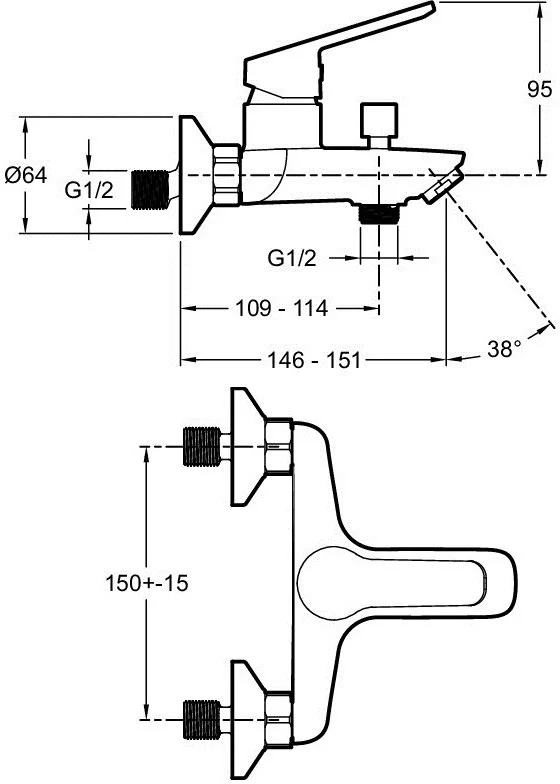 Смеситель для ванны с душем Jacob Delafon Aime черный матовый E29871-BL - 2