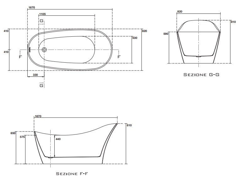 Акриловая ванна Kerasan Waldorf 743201 167x82 отдельностоящая - 3