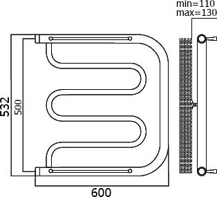Водяной полотенцесушитель Terminus Фокстрот 500x600 Хром 4620768881299 - 5