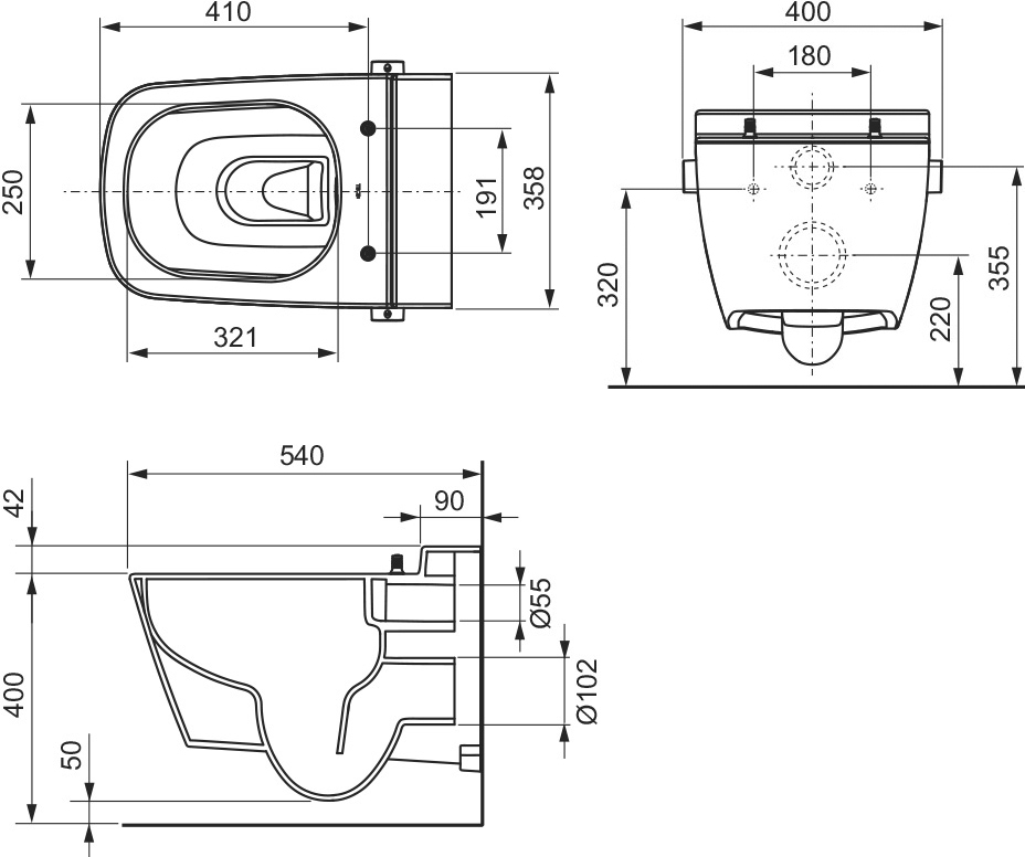 Унитаз подвесной TECE One 9700200 безободковый с биде - 12